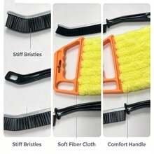 pdva 3pcs Multi-Function Gap Cleaning Brush Set, Stiff Bristle Gap Brush + Window Track Cleaning Cloth Tool, Deep Clean Bathroom Tiles, Sink, Window Tracks, Kitchen Corners, All-Purpose Home Cleaning Supplies - Cleaning Brush - View 3
