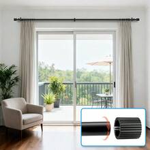 Curtain Rods For Windows 32 To 172 Inch, 3/4" Diameter Pole Adjustable Length Heavy Duty Metal Curtain Rod Set, For Outdoor Bedroom Kitchen Living Room, Drapery Rod With Cylindrical Finials, Black 1 Pack - Cylinder - View 7