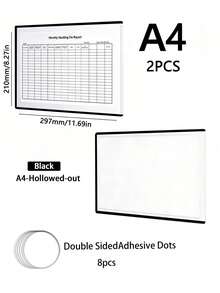 2/5pcs (With Adhesive) Hollow Transparent Acrylic Schedule Planner Display Stand & To-Do List Frame, A4 Reusable Dry-Erase Chore Chart Holder, Aesthetic Desktop Decor For Room Decoration And School Locker Storage - Multiple Specifications - View 15