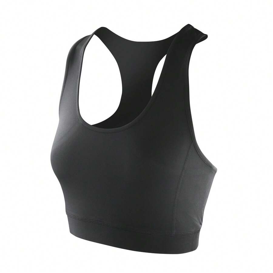 Spiro Womens/Ladies Softex Stretch Sports Sleeveless Crop Top - Black - View 1