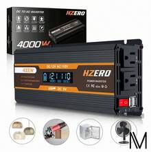 4000W Car Power Inverter With Intelligent LCD Display, 2 AC Outlets, 2 USB Ports, 12V To 110V Inverter For Power Tools And Outdoor Events, Multiple Electrical Protection - US A Type Plug(110-127V) - View 1