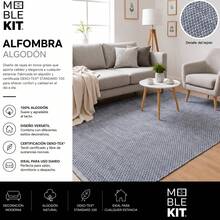 KIWI MOBLEKIT | Baumwollteppich 120 x 170 cm, Grau mit geometrischem Muster, Wohn- und Schlafzimmerteppich, weicher Stoff aus 100 % Baumwolle, OEKO-TEX Standard 100 zertifiziert, nordischer Stil - Gray op2 - Übersicht 3