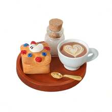 5pcs/Set Miniature Food Play Set Afternoon Tea Coffee Bread Model Dollhouse Accessories Photography Props Scene Decor Desktop Miniatures - Multicolor - View 2