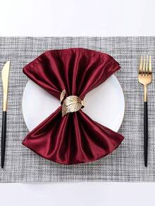 36/48pcs Leaf-Shaped Gold Napkin Rings, Shiny Metal Napkin Rings Table Decor, Fashionable Autumn Napkin Rings Bulk, Suitable For Christmas, Easter, Wedding, Party, Elegant Table Setting - Gold 1 - View 5