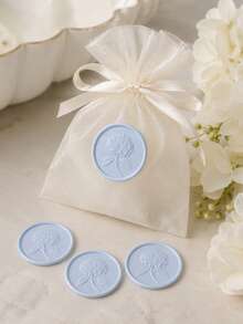 20/30/50/100pcs Hydrangea Wax Seal Stickers, Wedding Invitation Envelope Seal, Self-Adhesive Wax Seal Stickers, Suitable For Wedding Invitations, Valentine's Day, Party Invitations, Gift Packaging - Hydrangea--light Blue - View 2