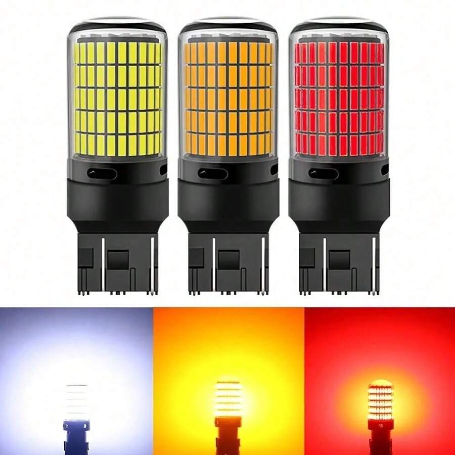 2pcs LED Car Lights, T20 7440 W21W And 3157 3156 P27W, Super Bright 60-SMD LED Replacement Bulbs, Suitable For Reverse Lights/Back Lights, Brake Lights/Tail Lights, Turn Signals/Parking Lights Or Running Lights, Car Accessories - 144SMD - View 1