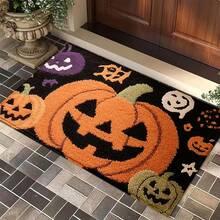 1pc Fall Halloween Themed Ghost,Pumpkin Design Bath Rug,Non-Slip And Soft Bathroom Mat,Doormat,Water Absorption Mat,Machine Washable,Low Pile,TPR Backing,Knit Fabric,For Bedroom,Kitchen,Indoor Use,Accessories & Home Decor,Perfect Fall Decor Gift. - A - View 1