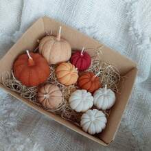 3 Stücke/Set Große, mittlere, kleine Kürbis-förmige Silikon-Kerzenformen - DIY handgemachte Gieß-Kürbis-Duftkerzenformen, Halloween-Party-Dekoration, Heimdekoration, Kunstgeschenk Gips-Ornament Harz-Formen - Weiß - Übersicht 7
