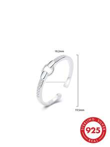 1pc S925 Sterling Silver Minimalist Luxury Hollow Geometric Rhinestone Ring, Korean Style Fashion Personalized Ins Cool Niche Design Exquisite Versatile Elegant High-End Ring, Casual Party Gift Accessory Birthday Present - Geometry - View 11