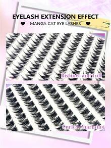 Asiteo 264pcs C-Curl Anime Self-Adhesive False Eyelashes, Deer Eye Design Pure Wild Style Pre-Glued False Eyelashes, 12mm Length Pointed Cartoon Single Cluster Eyelashes, Korean Style Eyelash Lift Glue-Free Eyelash Extensions, Ready-To-Use, Suitable For Commuting - C - View 4