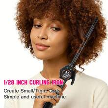 Hatteker 1pc 9MM Rotating Curling Iron, Digital Temperature Control Hair Styler, Wool-Like Curly Hair Styling Tool - View 8