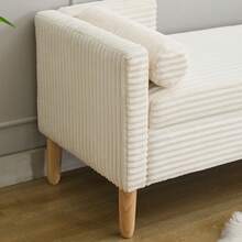 Velvet Storage Bench With Arms - Ideal For Living Room, Entryway And Bedroom - Ivory - 象牙 - 查看 7