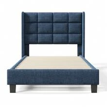 Modern Bed Frame With Linen Grey Cover - 90x200cm - 藍色 - 查看 7