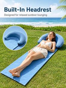 Portable Beach Mat With Inflatable Pillow Ensures 0 Sand On Body All Day Long Washable Sunbathing Lounge Mat For All Travelers Packable Sandproof Beach Blanket Perfect For Sand Grass Pool Deck Outdoor Essentials Travel Accessories Back To School - Multicolor - View 9