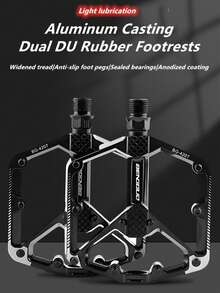 1 Set Dual DU Bearing Bicycle Pedals, Made Of Aluminum Alloy, Lightweight Design, Anti-Slip And Wide, Enhances Riding Performance, Suitable For Road And Mountain Bikes, Perfect For Cycling Gear - Multicolor - View 2