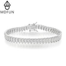 MDFUN 18K白金女士細鏈條網球手鍊，閃亮優雅鏈條珠寶禮物 - 白色 - 查看 1