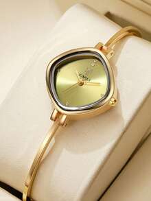 Bestselling Niche Diamond Thin Strap Watch For Women, Multi-Color Gradient Sunburst Small Dial Delicate Bracelet Watch, Light Luxury Minimalist Commuter Versatile Quartz Wristwatch, Gift - Gold - View 9