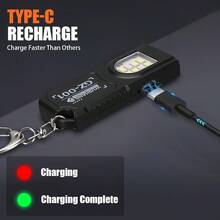 1pc/3pcs/5pcs Strong EDC LED Keychain Flashlight, Rechargeable Hanging Portable Flashlight, Waterproof Keychain, Camping Hiking Pocket Light - Style a - View 5