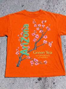 100% Cotton Women's T-Shirt - Men'S Tee Featuring Arizona Green Tea Design - 2026 Everyday Apparel - Summer Tops - New Summer Outfits For Women - 橘色 - 查看 2