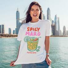 Unisex Spicy Marg Extra Spicy Cocktails T-Shirt For Men And Women, Graphic Top - White - View 2
