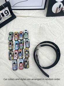 1pc Handmade Nylon Patchwork Racing Car Model Needle Buckle Belt, Casual Streetwear Y2K Punk Chic Style, Color Order Random, Fits Well With Jeans, Pants, Skirts, Versatile For Couples Summer, School Fall, Autumn, Halloween - Multicolor - View 9
