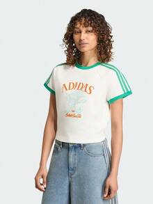 Adidas Originals Kaos Wanita RESORT S TEE W Lengan Pendek Rajut Tanpa Kerah TKX0736 - hijau kabut - View 1