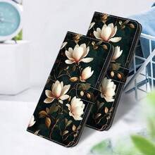 GLANDOTU Vintage Oil Painting Style Magnolia Pattern PU Leather Phone Wallet Case, With Card Slots, Lanyard And Flip Cover Stand, Compatible With Multiple Phone Brands And Models - Multicolor - View 4