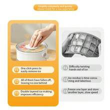 Easy To Press Ice Tray Mold - Large Capacity, Double-Layer, Plastic Ice Storage Box With Storage Ice Bucket Set, Suitable For Coffee, Whiskey, Juice, Beer And Chilled Beverages, Kitchen Utensils And Small Tools - Multicolor - View 5