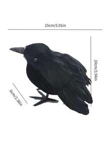 Realistic Feather Crow Decor, Halloween Plastic Artificial Crow Decoration, Lifelike Artificial Bird Model - Multicolor - View 10