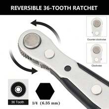 Set Obeng Ratchet Mini 11pcs 34pcs, Obeng Ratchet Sudut Kanan 1/4", Mata Bor Kunci Ratchet Kecil 36 Gigi, Cocok untuk Ruang Sempit, dengan Slot, Torx, Hex, Persegi, dan Batang Ekstensi - A - View 6