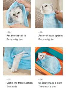 Kantong Mandi Kucing yang Bernapas, Cocok untuk Semua Jenis Kucing, Digunakan untuk Mandi, Membersihkan, dan Memotong Kuku, Anti Gores, Anti Gigit, Anti Kabur, Dengan Jendela Transparan untuk Memotong Kuku dengan Mudah, Perawatan Cepat, Pengeringan Lebih Cepat, Alat Perawatan Hewan Peliharaan, Kucing - MultiWarna - View 3
