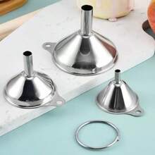 Portable Mini Stainless Steel Funnel 3 Sizes Small Metal Funnel With Keychain Food Oil Funnel Also Pocket Travel Use Small Funnel For Refilling Perfume Essential Oil Cosmetics Liquid Fragrance Bottles - View 3