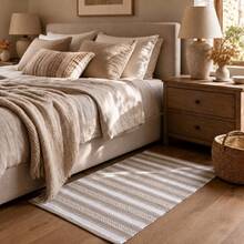 KIWI MOBLEKIT | Baumwollteppich 60x90 cm, Beige und Weiß mit geometrischem Muster, Wohn- und Schlafzimmerteppich, weicher Stoff aus 100 % Baumwolle, OEKO-TEX Standard 100 zertifiziert, nordischer Stil - Beige / Weiß op1 - Übersicht 7