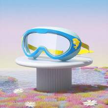1 PC Cartoon Swimming Goggles, Anti Fog Waterproof Wide Vision Silicone Swim Goggles - Blue - View 8