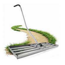 Ergonomischer Rasenrechen 80 x 30 x 197 cm mit Klicksystem, Rasenrechen, Gartenrechen, Sandrechen, Vertikutierer mit langem Griff, Rasenrechen für Garten und Golfplatz - A - Übersicht 1