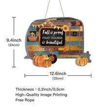 1pc RV Shaped Wooden Hanging Sign Decor, Fall Is Proof That Change Is Beautiful, Wall Art Decoration For Home Front Door Living Room Holiday Party Fall Autumn Party Harvest Festival Party Thanksgiving Party Turkey Day Party, Gift For Friend Family - Autumn - View 3