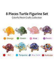 Crystal Shards Resin Turtle Statue, Healing Gemstone, Feng Shui Decor, Home Office Pocket Gift - Multicolor - View 15