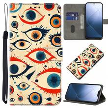 GLANDOTU Abstract Eye Design PU Leather Wallet Phone Case With Card Slot, Lanyard And Flip Cover Stand Protective Cover - Compatible With Multiple Phone Brands And Models - Multicolor - View 1