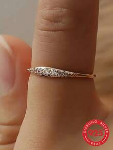 1pc S925 Sterling Silver Rhinestone Inlaid Super Shiny Thin Band Ring, Minimalist Luxury Personalized Elegant Ins Cold Style Niche Fashion High-End Versatile Finger Ring, Suitable For Daily Wear, Party, Vacation, Holiday And Other Occasions, Gift - Drilling Machine - View 6