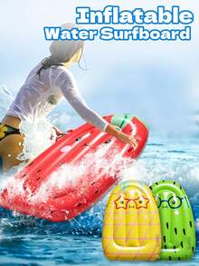 1pc Inflatable Fruit Floating Bed, Strawberry Kiwi Pineapple Cute Cartoon Surfboard With Handle Lounge Chair (Handle Color Random), Pool Inflatable, Beach Essential, Pool Floating Bed - 彩色 - 查看 1