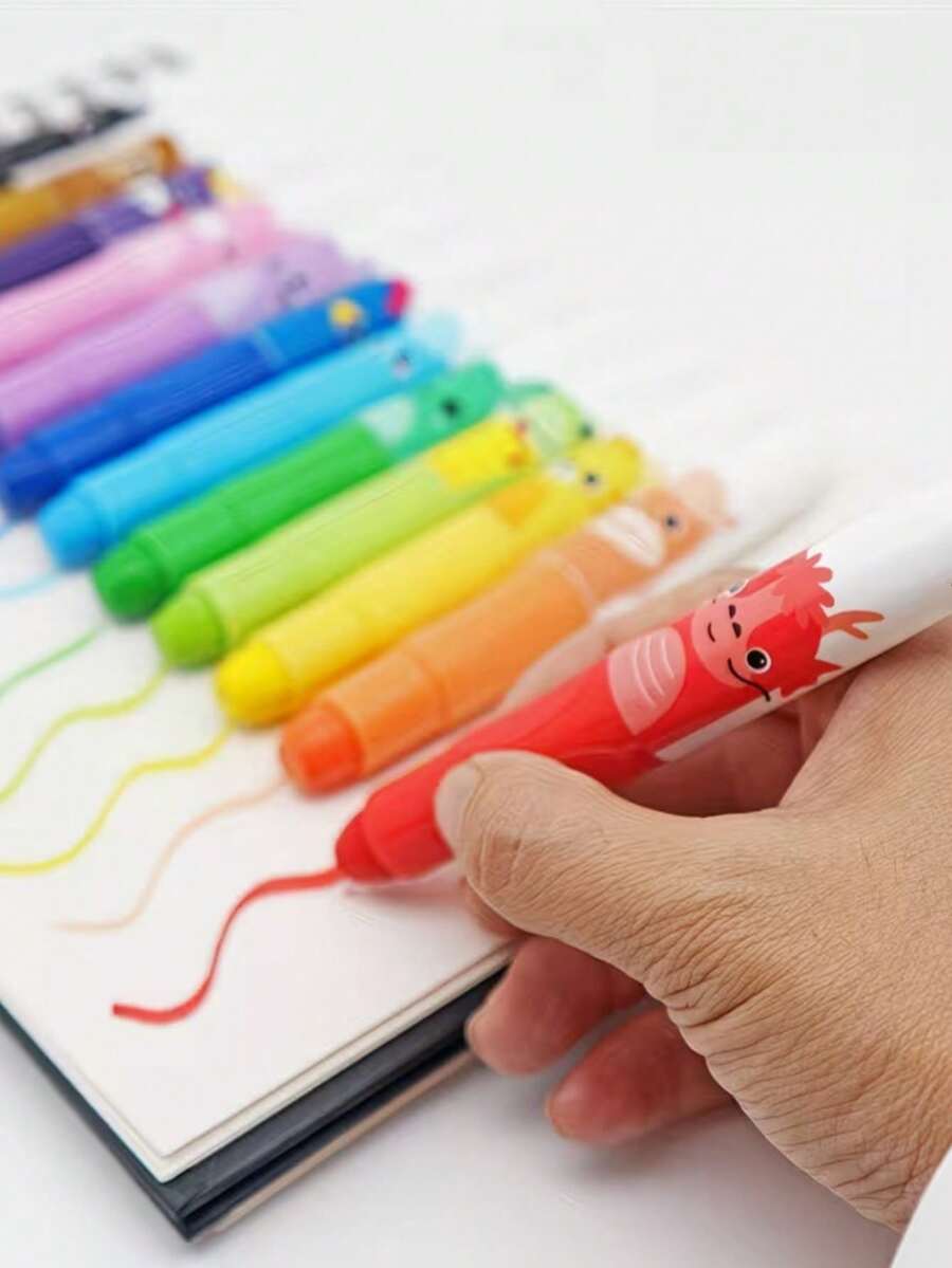 10 buah krayon ukuran besar yang lucu, 10 warna pastel minyak tidak meninggalkan noda untuk anak-anak menggambar dan mencoret-coret. - MultiWarna - View 1