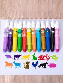 10 buah krayon ukuran besar yang lucu, 10 warna pastel minyak tidak meninggalkan noda untuk anak-anak menggambar dan mencoret-coret. - MultiWarna - View 6