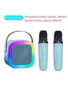 Mesin Karaoke Mini Hadiah Natal/Ulang Tahun Speaker Bluetooth Portabel Bervolume Tinggi dengan Mikrofon Nirkabel Mainan Pesta - View 10