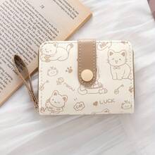 Cute Bear Print Women's Wallet, Original Minimalist Japanese Style, 3-Fold Snap Button Short Coin Purse, Handbag - View 16