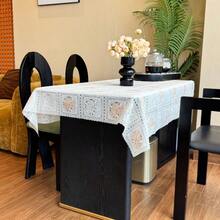 Mantel rectangular de PVC con patrón floral, impermeable, resistente a las arrugas, fácil de limpiar y lavable a máquina. Perfecto para la mesa del comedor y la decoración de fiestas al aire libre. También se puede cortar a medida para la decoración de la cocina DIY. - Beis - Ver 11
