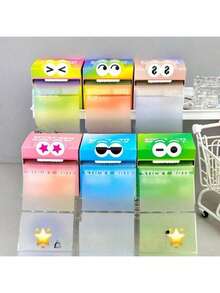 Gradient Transparent Sticky Notes With Storage Box, Multiple Colors Available, Suitable For Office And School Use - Back To School Essential, Desktop Organizer, Also As Decorative Or Creative Gift - Boxed - View 7