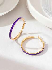 1 Pair Elegant Fashion Geometric Enamel Earrings Suitable For Women's Daily Wear - Hoop Earrings - View 10