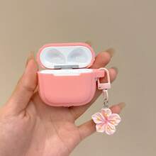 1件純色矽膠一體式保護殼，適用於AirPods 4，Apple耳機保護殼適用於AirPods Pro 2、3、3、2，附3D櫻花吊飾軟殼，適合作為生日禮物 - 淺粉色 - 查看 6