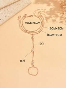 3 piezas/Set Pulsera de cadena de dedo minimalista delgada multicapa con strass, joyería de mano exquisita apilable de tono dorado para mujeres, adecuada para uso diario, citas y vacaciones - Multicolor - Ver 4