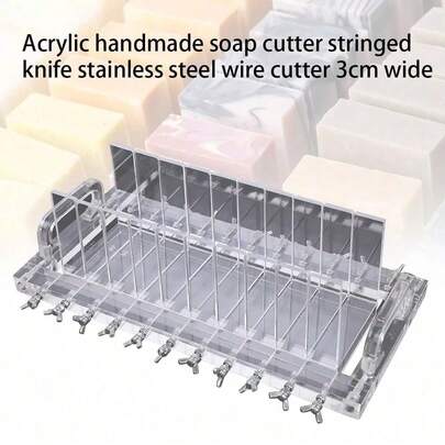 Acrylic Handmade Soap Cutter Machine,Stainless Steel Handmade Soap Wire Cutting Machine, Slice 3cm/1.18inch Wide, For DIY Craft Soap, Candle Or Kitchen Butter Cheese Slicer Transparent[A Good Gift For Family And Friends]